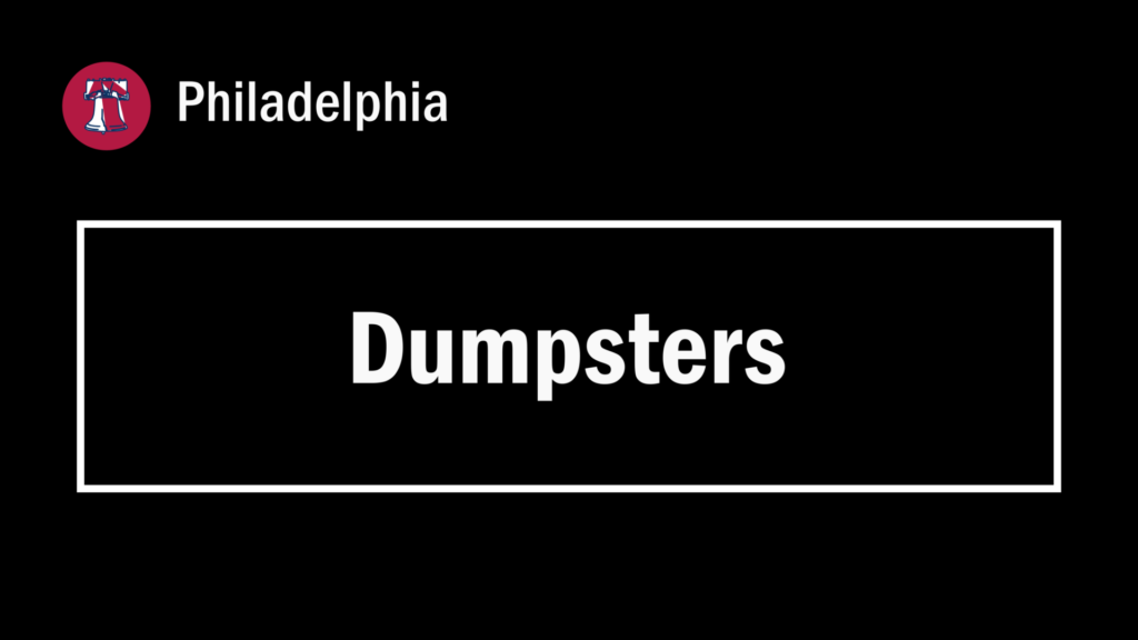 A featured image of a page with the title "Dumpsters" in Philadelphia (Pennsylvania, USA).