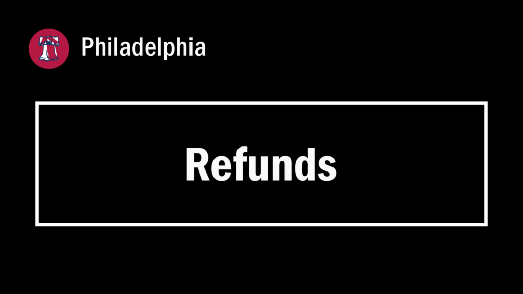 A featured image of a page with the title "Refunds" in Philadelphia (Pennsylvania, USA).